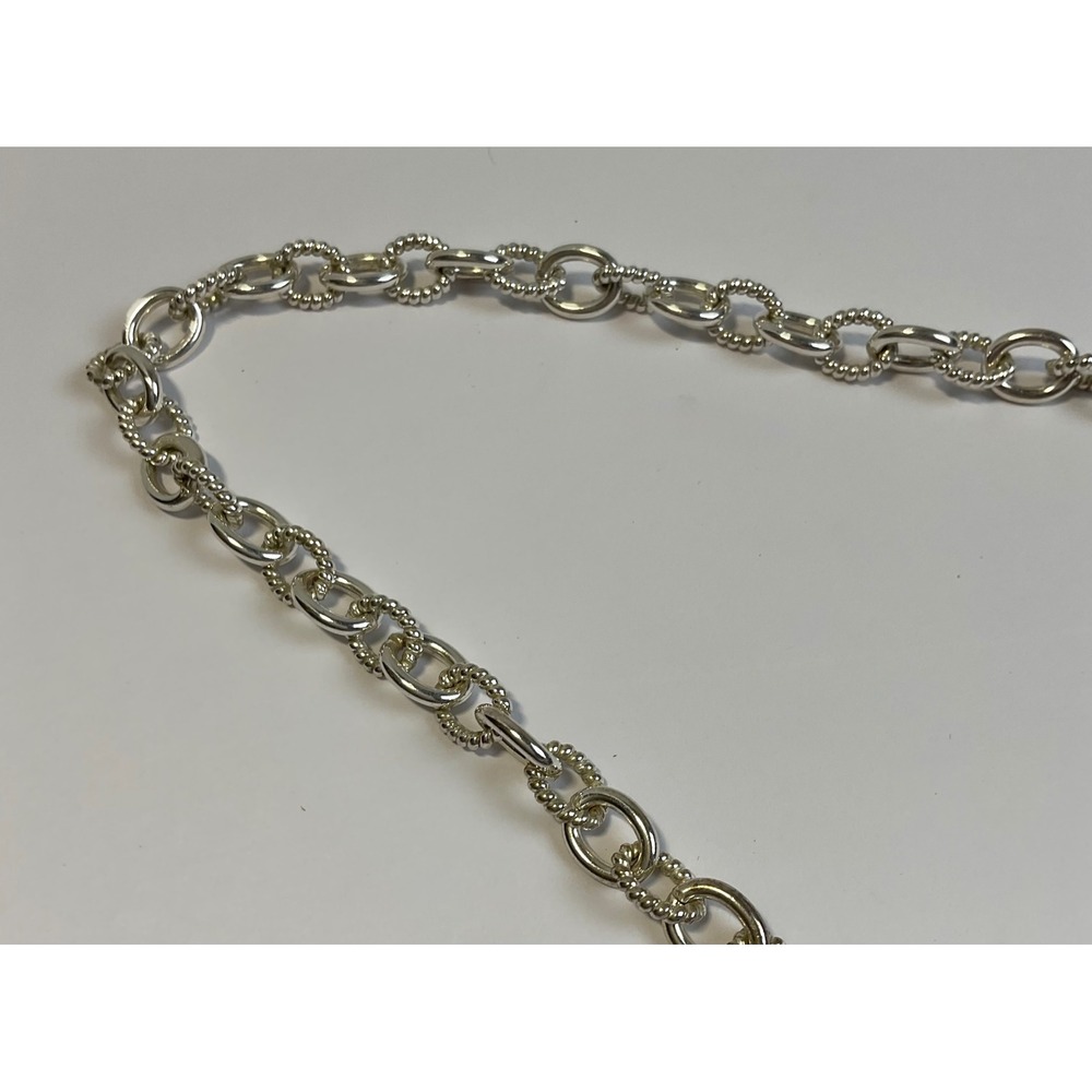 Judith Ripka Sterling Silver 925 CZ Heart Clasp Link Chain Necklace 17 Inch - Picture 4 of 6